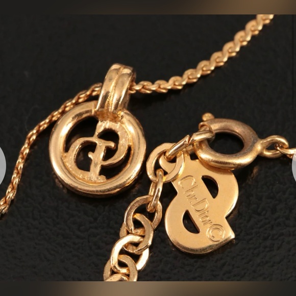 AUTHENTIC Christian Dior CD Gold Plated Necklace Vintage - Picture 5 of 7